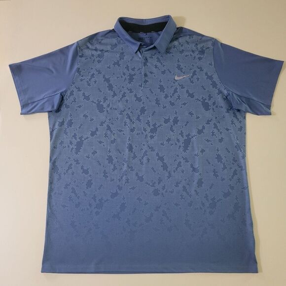 Nike Blue Dri-FIT Mobility Camo Golf Tech Sport Dri-FIT® Polo - Picture 2 of 12